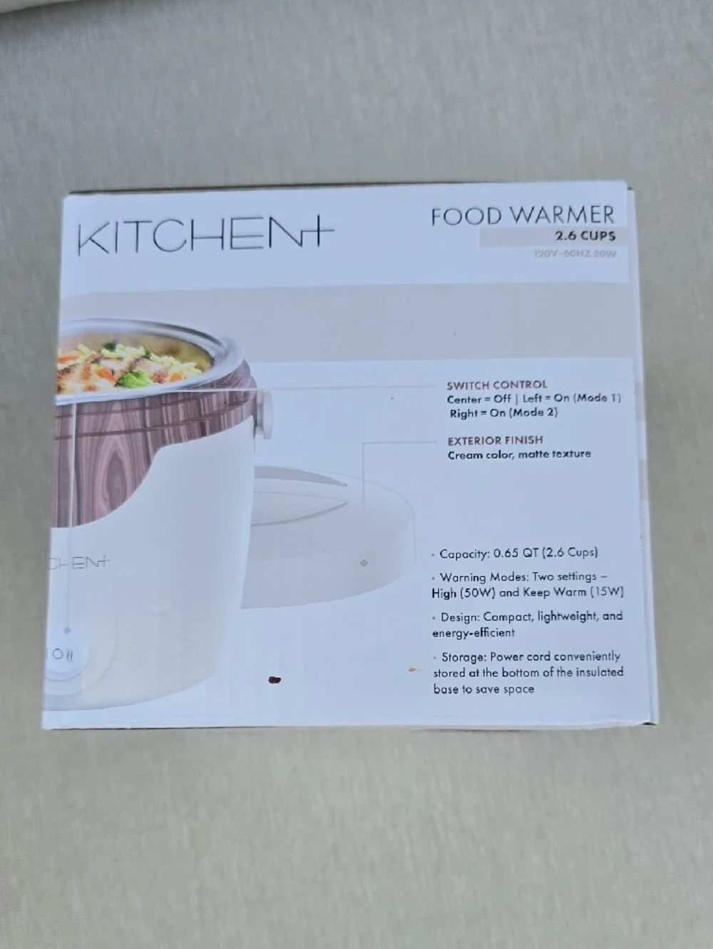 White & Wood Grain 2.6 Cup Food Warmer